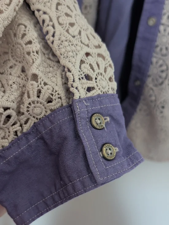 Torrid Festi Lace Overlay Shirt Jacket in Lavender - Picture 6 of 6